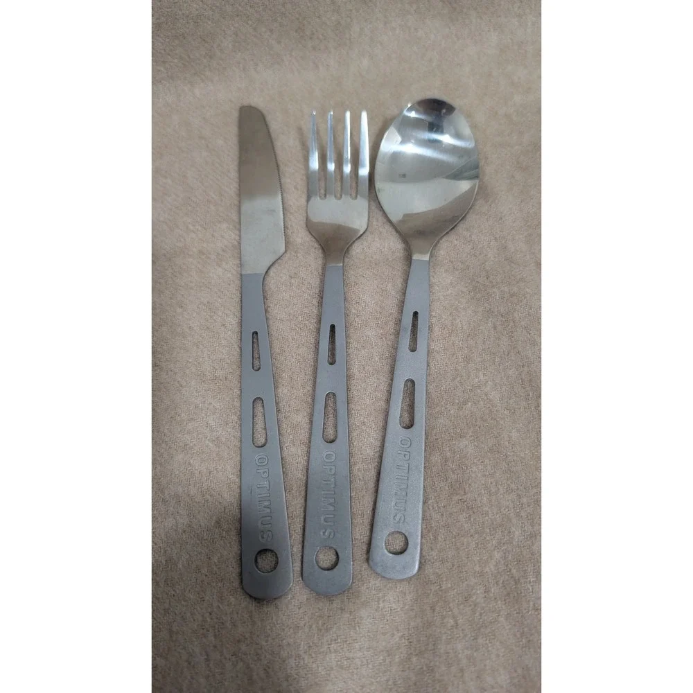 Optimus Titanium 3-Piece Cutlery Set Camping Backpacking Utensils Silver